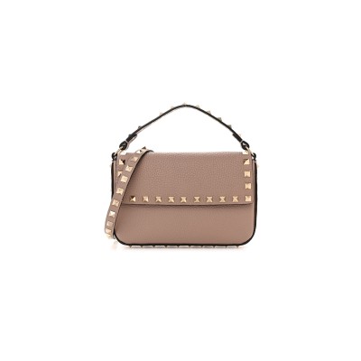 VALENTINO GRAINY CALFSKIN ROCKSTUD CROSSBODY POUCH POUDRE 1W0P0W08VSH-UWT (19*12*3cm)